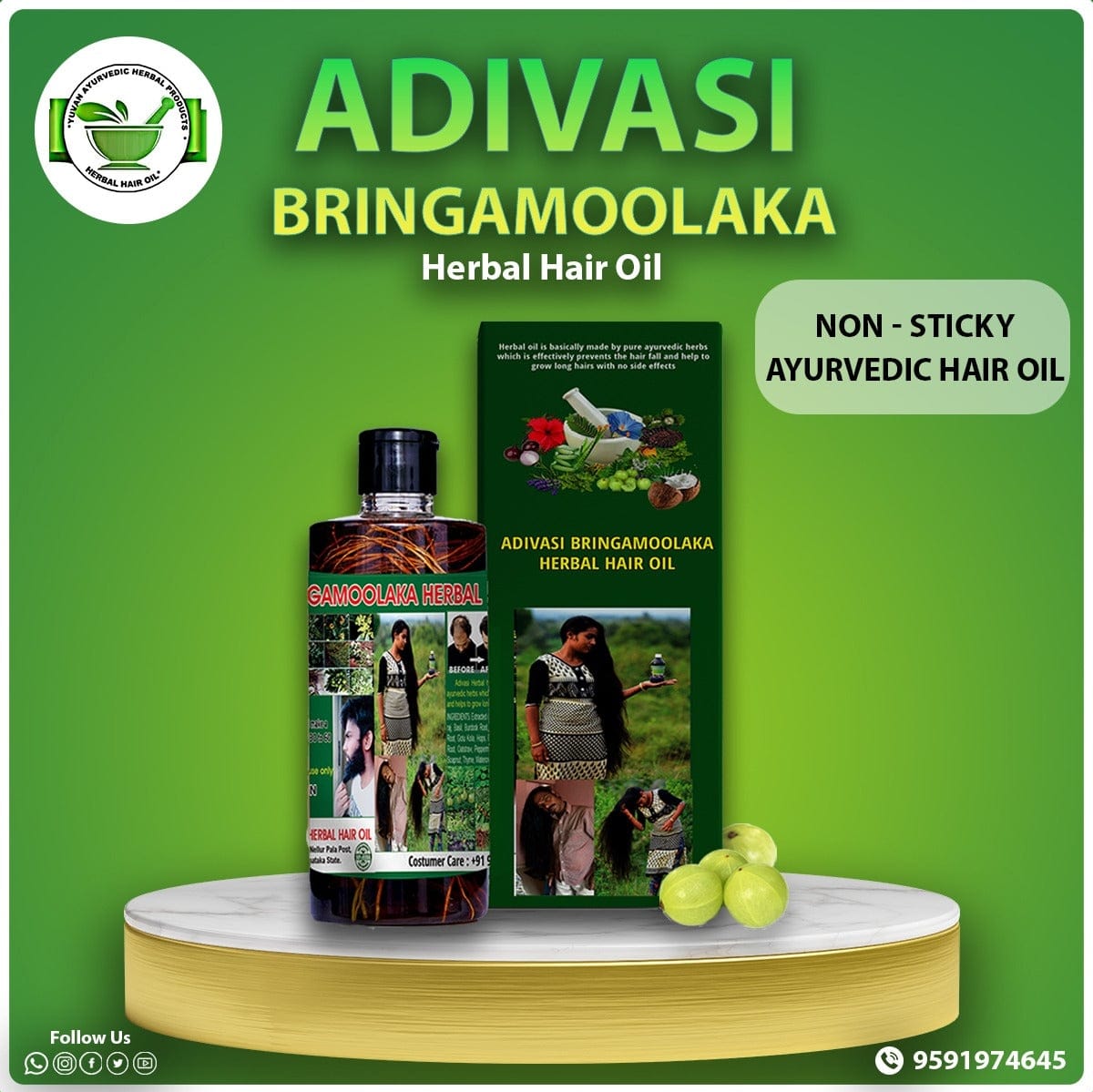 Adivasi Bringamoolaka Herbal Hair Oil